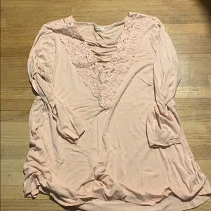 Pink VNeck Lace Top